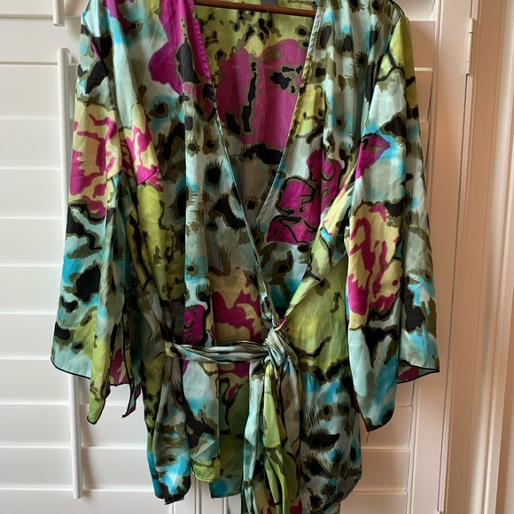 Lane Bryant floral satin robe/ blouse size 26/28 - Picture 1 of 8